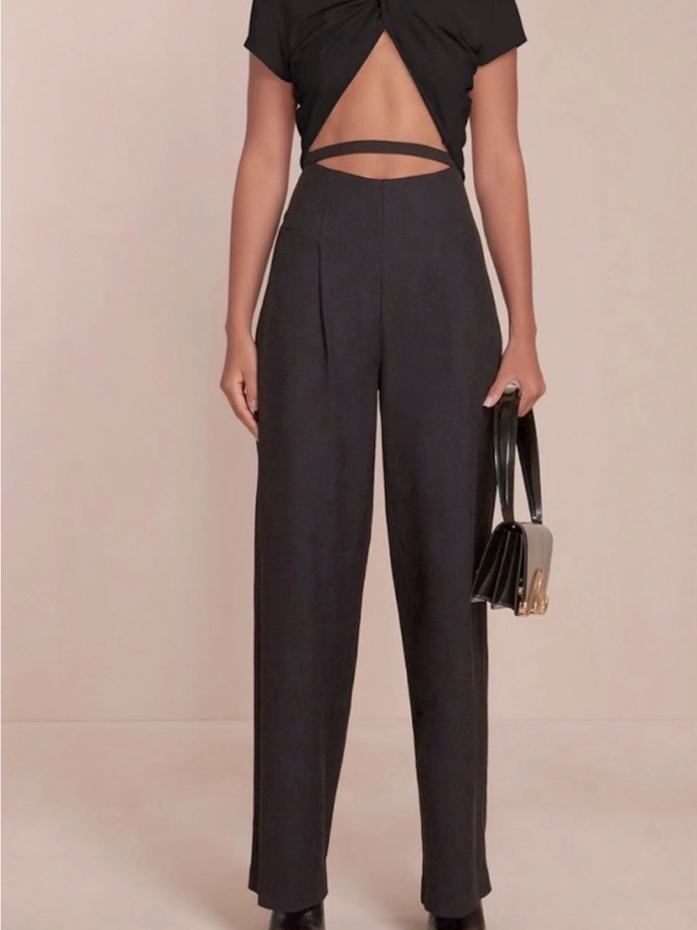 Cult Gaia black Tasha cut-out wide-leg trousers size 6